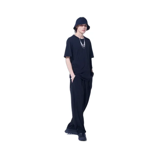 Soft Jersey+Crepe De Chine Asymmetrical T-Shirt
