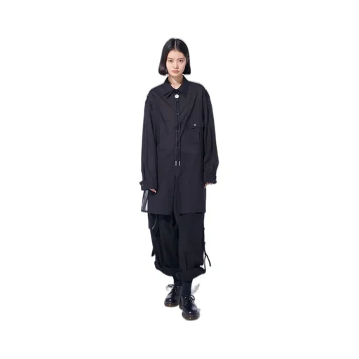 Cotton Silk Loan Oversized Double Collar Military Shirt