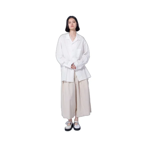 Cotton Silk Loan Loose-Fit Open Collar Shirt