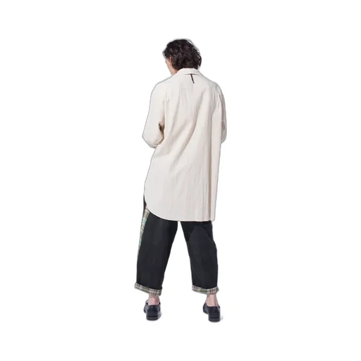 Cotton/Linen Poplin Pleated Oversize Shirt