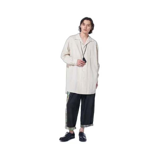 Cotton/Linen Poplin Pleated Oversize Shirt