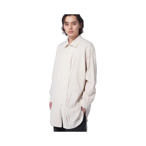 Cotton/Linen Poplin Pleated Oversize Shirt