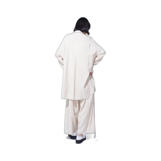Cotton/Linen Poplin Pleated Oversize Shirt