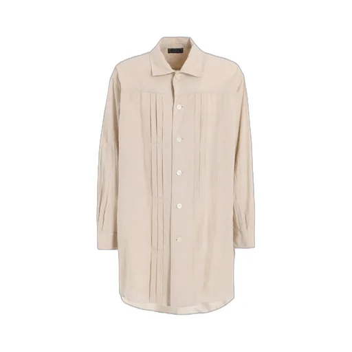 Cotton/Linen Poplin Pleated Oversize Shirt