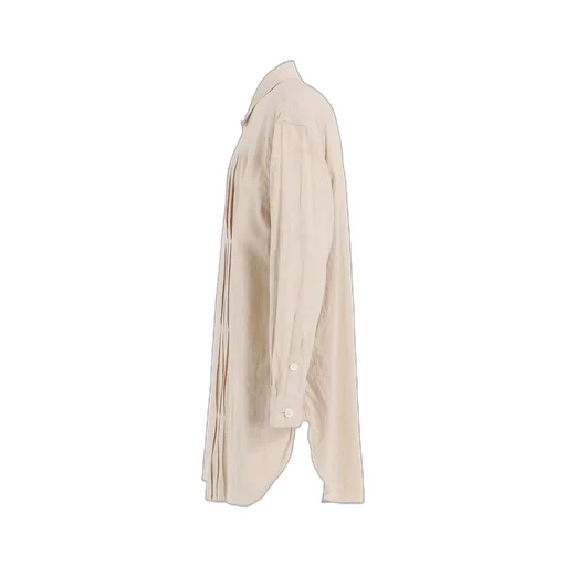 Cotton/Linen Poplin Pleated Oversize Shirt