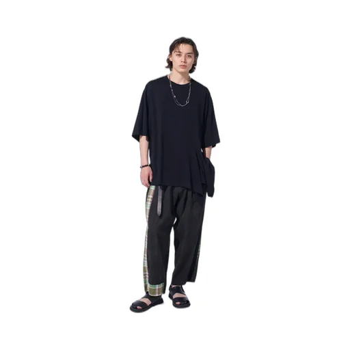 Madras Check Pigment Print 3-Tuck Wide Pants