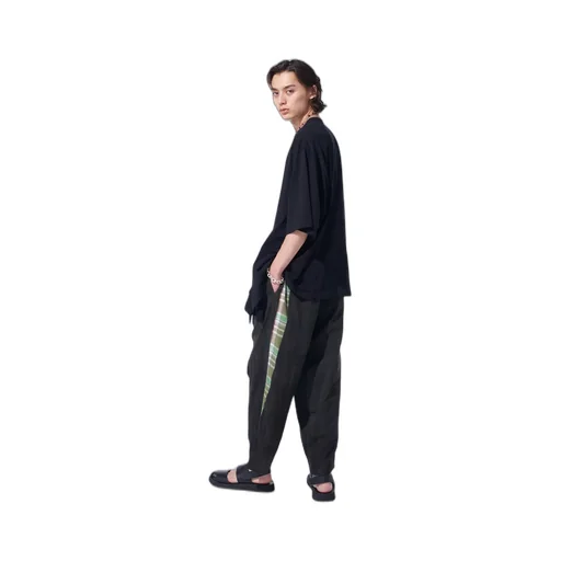 Madras Check Pigment Print 3-Tuck Wide Pants