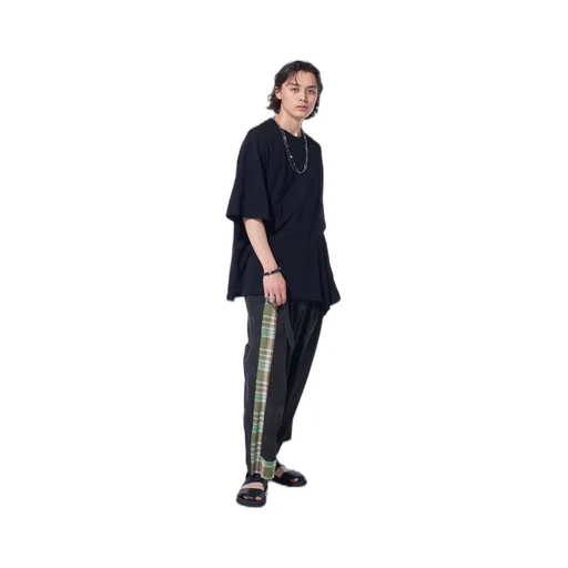 Madras Check Pigment Print 3-Tuck Wide Pants