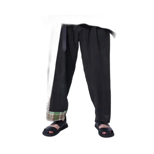 Madras Check Pigment Print 3-Tuck Wide Pants