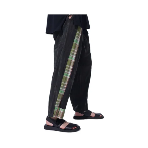 Madras Check Pigment Print 3-Tuck Wide Pants