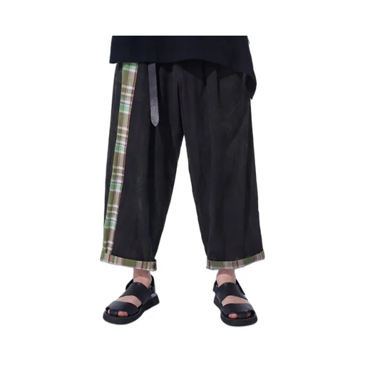 Madras Check Pigment Print 3-Tuck Wide Pants