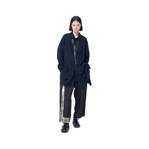 Madras Check Pigment Print 3-Tuck Wide Pants