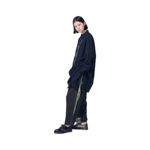 Madras Check Pigment Print 3-Tuck Wide Pants