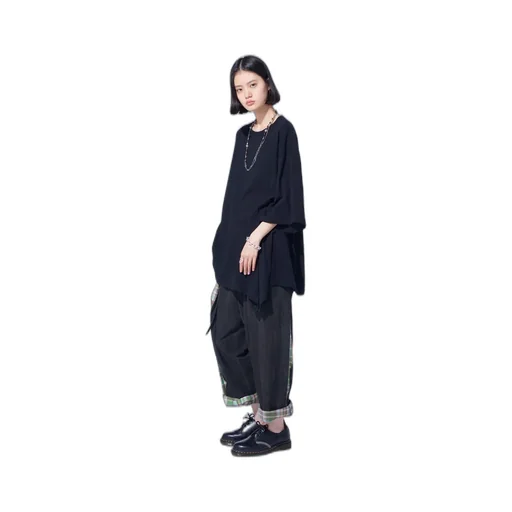 Madras Check Pigment Print 3-Tuck Wide Pants