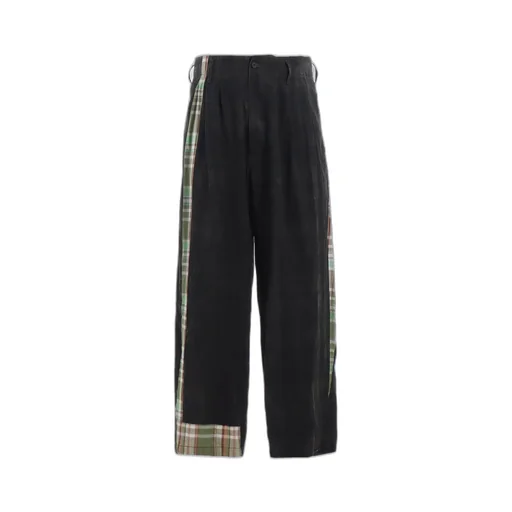 Madras Check Pigment Print 3-Tuck Wide Pants