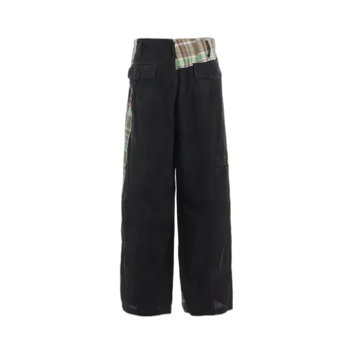 Madras Check Pigment Print 3-Tuck Wide Pants