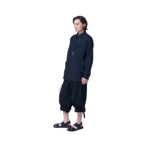 Cotton/Linen Poplin Loose-Fit Regular Collar Shirt