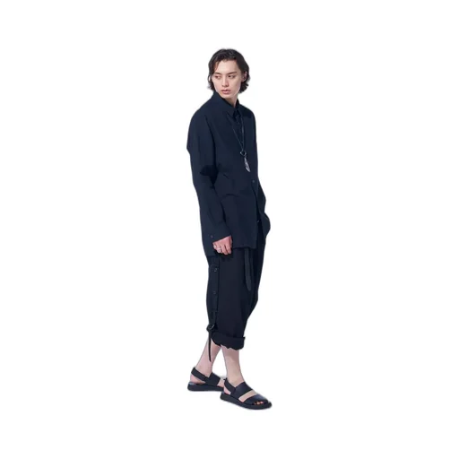 Cotton/Linen Poplin Loose-Fit Regular Collar Shirt
