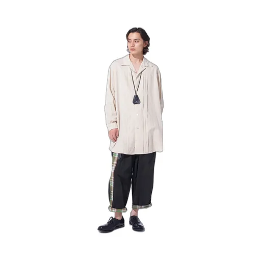 Cotton/Linen Poplin Pleated Oversize Shirt