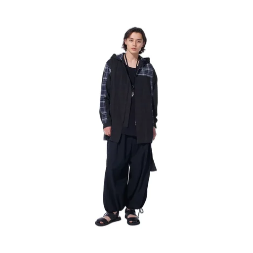 Madras Check Pigment Print Hooded Shirt