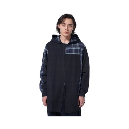 Madras Check Pigment Print Hooded Shirt