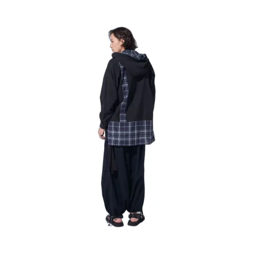 Madras Check Pigment Print Hooded Shirt