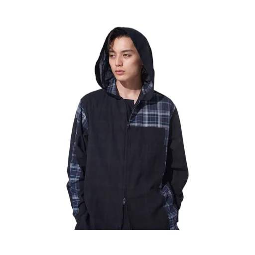 Madras Check Pigment Print Hooded Shirt