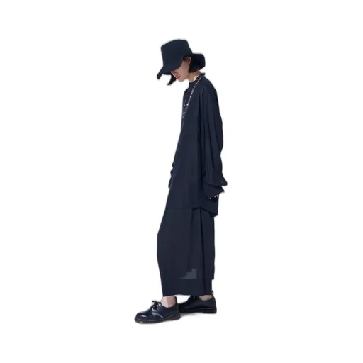 Rayon Twill Loose Fit Stand Collar Shirt