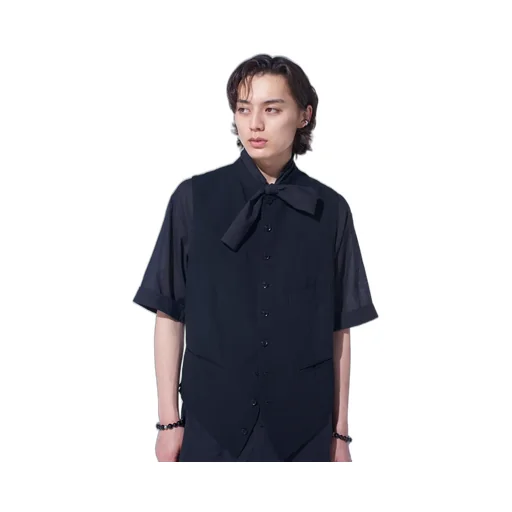 Cotton/Linen Dungaree Stand Collar Vest