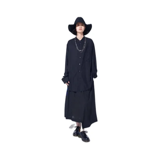 Rayon Twill Loose Fit Stand Collar Shirt