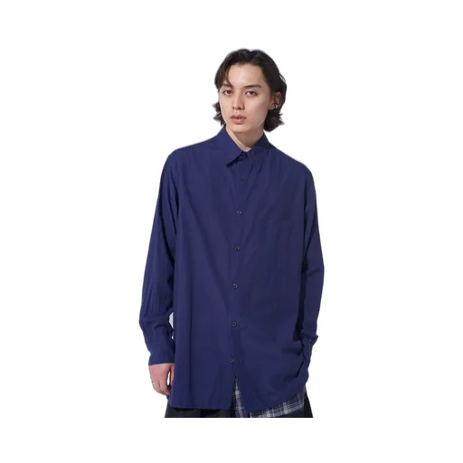 Broadcloth Chambray Loose-Fit Regular Collar Shirt