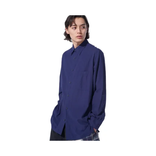 Broadcloth Chambray Loose-Fit Regular Collar Shirt