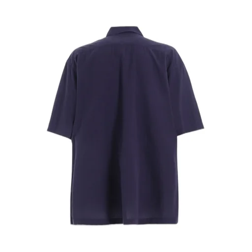 Broadcloth Chambray Flap Pockets Oversized Short-Sleeve Shirt