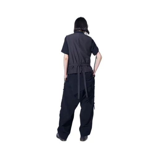 Cotton/Linen Dungaree Stand Collar Vest