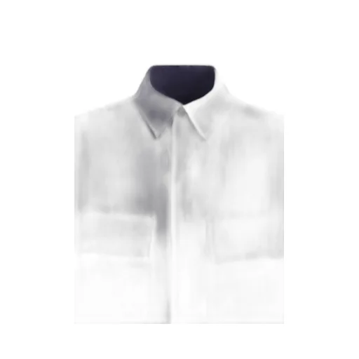 Broadcloth Chambray Flap Pockets Oversized Short-Sleeve Shirt