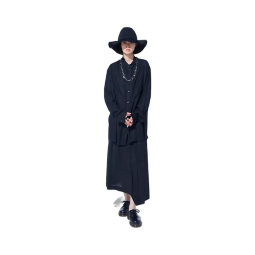 Rayon Twill Loose Fit Stand Collar Shirt