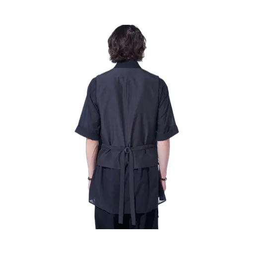Cotton/Linen Dungaree Stand Collar Vest