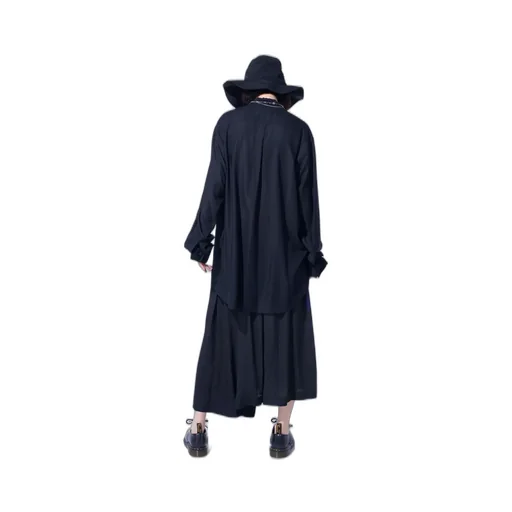 Rayon Twill Loose Fit Stand Collar Shirt