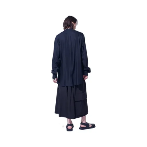 Rayon Twill Loose Fit Stand Collar Shirt
