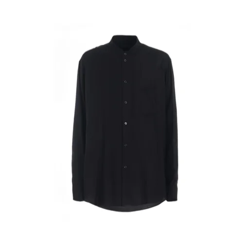 Rayon Twill Loose Fit Stand Collar Shirt