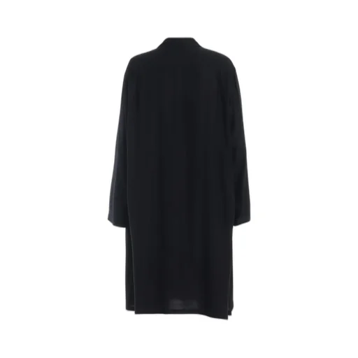 Rayon Twill Open-Collar Long Shirt