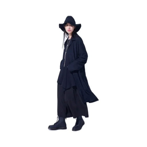 Rayon Twill Open-Collar Long Shirt