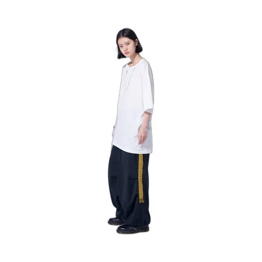 Pe/Smooth Jersey Knee Tuck Military Pants With Tyrolean Tapes