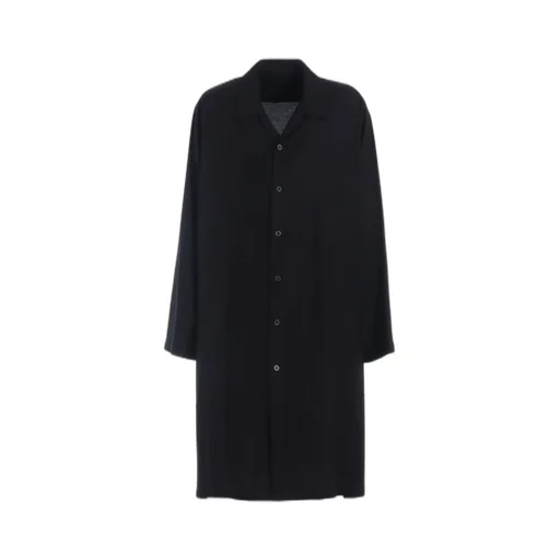 Rayon Twill Open-Collar Long Shirt
