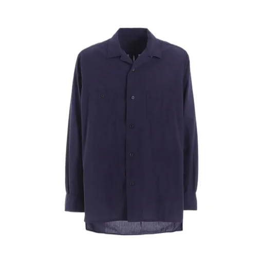 Broadcloth Chambray Loose-Fit Open Collar Shirt