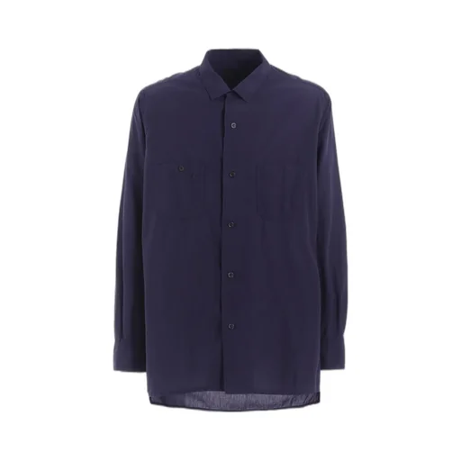 Broadcloth Chambray Loose-Fit Open Collar Shirt