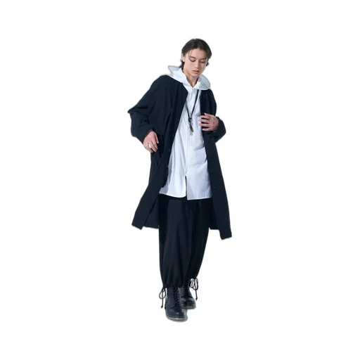 Classic Jersey Tyrolean Embroidery Collarless Long Cardigan
