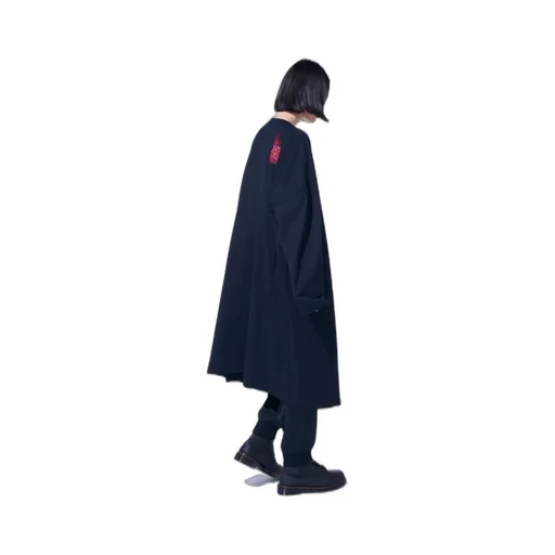 Classic Jersey Tyrolean Embroidery Collarless Long Cardigan
