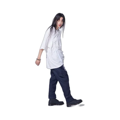 Soft Jersey T-Shirt With Gathered Strings