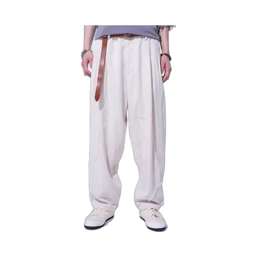 Linen/Cotton Herringbone Zigzag Cut-Out Pants